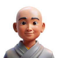 beautiful classic Portrait of a serene monk with a shaved head, a peaceful expression, wearing simple robes, lit by soft natural light, in the style of minimalist art high resolution png