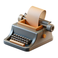 elegant abstract A vintage typewriter with a sheet of paper, strong directional light from the left, gritty realism style detailed png