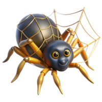 impressive contemporary A mischievous Anansi the spider, spinning a web of golden thread, illuminated by dappled sunlight. West African folklore style high resolution png