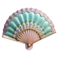serene modern A vintage hand fan with lace details, soft pastel colors, romantic style, soft natural lighting premium png
