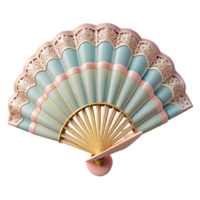 beautiful rustic A vintage hand fan with lace details, soft pastel colors, romantic style, soft natural lighting exclusive png