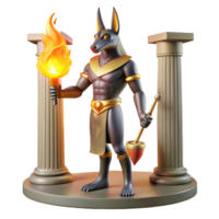 elegant abstract A cunning Anubis with the head of a jackal, weighing the heart of a soul against the feather of Ma'at, in the Hall of Two Truths, lit by torches, in an ancient Egyptian style premium png