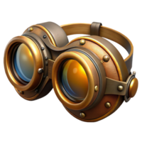 serene traditional A steampunk goggles with amber lenses and intricate brass frames, weathered texture, soft lighting, photorealistic authentic png