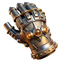 extraordinary rustic A steampunk gauntlet with intricate gears, pistons, and sharp claws, metallic reflections, dramatic lighting premium png