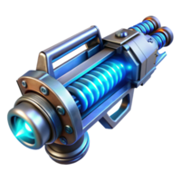 wonderful classic A futuristic weapon, intricately designed with glowing energy coils and etched metal, illuminated by a cool blue light. Style concept art premium png