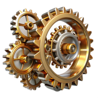 stunning artistic Steampunk gears interconnected, intricate clockwork mechanism, metallic reflections, studio lighting detailed png