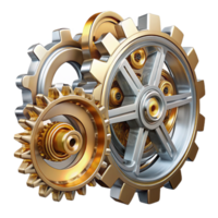 wonderful minimalist Steampunk gears interconnected, intricate clockwork mechanism, metallic reflections, studio lighting 4K png