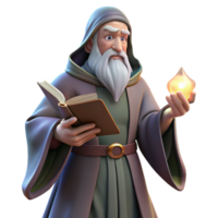 vibrant vintage A wise old wizard with a long white beard, casting a spell from his ancient tome, illuminated by the mystical glow of runes. Renaissance painting style, dramatic lighting original png