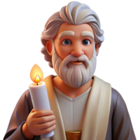 wonderful artistic Portrait of an ancient philosopher with a long white beard, a thoughtful expression, and a scroll in hand, lit by warm candlelight, classical Greek style high quality png
