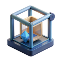 elegant artistic A 3D printer creating a complex geometric shape, studio lighting, minimalist, 4K png