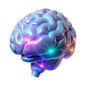 Maravilhoso artístico uma holográfico projeção do uma humano cérebro, pulsante com atividade, néon iluminação, científico visualização, Alto resolução png