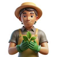 stunning abstract Portrait of a gardener with dirt on their hands and a peaceful expression, lit by sunlight filtering through leaves, in an impressionistic style authentic png