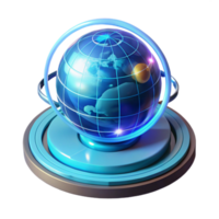 magnificent modern A futuristic, holographic display showing a rotating Earth with real-time data visualizations, illuminated by a cool blue light, in a global data visualization style exclusive png