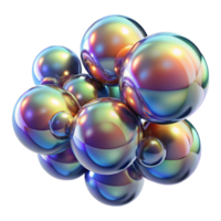beautiful abstract A cluster of iridescent bubbles, floating in zero gravity, with realistic reflections and refractions, under a bright, studio light professional png