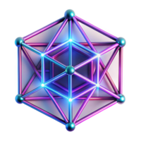 serene minimalist A network of interconnected, glowing neon lines forming geometric shapes, with a dark, cyberpunk aesthetic and high contrast lighting detailed png