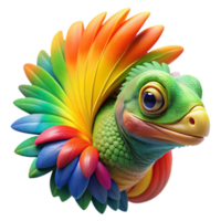 elegant rustic A chameleon camouflaged against a vibrant rainbow lorikeet's feathers, close-up macro photography, soft lighting high quality png