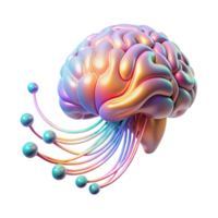 stunning artistic A holographic projection of a human brain, pulsing with colorful neural activity, data streams flowing around it, futuristic and abstract style exclusive png