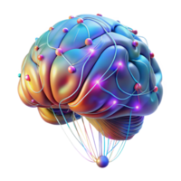 serene rustic A holographic projection of a human brain, pulsing with colorful neural activity, data streams flowing around it, futuristic and abstract style professional png