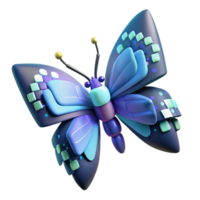 vibrant rustic A digital butterfly with pixelated wings, fluttering through a stream of binary code, glitchy and cyberpunk style high resolution png