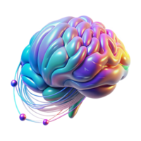 magnificent contemporary A holographic projection of a human brain, pulsing with colorful neural activity, data streams flowing around it, futuristic and abstract style high quality png