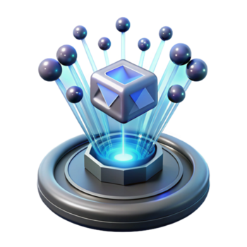 utöver det vanliga traditionell en svävar artificiell intelligens kärna, emitterande balkar av ljus och data strömmar, trogen och abstrakt stil äkta png