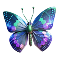 magnificent contemporary A digital butterfly with pixelated wings, fluttering through a stream of binary code, glitchy and cyberpunk style professional png