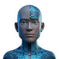 extraordinary traditional A digital representation of a human face, composed of binary code, glitching and distorting, cyberpunk style high resolution png