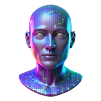 wonderful abstract A holographic projection of a human face, glitching and distorting, binary code streaming across its surface. Cyberpunk style, neon lighting original png