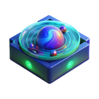 stunning creative A holographic projection of a galaxy map, flickering and glitching, dark blue and green hues, data-driven visualization style genuine png