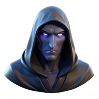 impressive modern Portrait of a mysterious figure shrouded in shadows, illuminated by a single beam of moonlight, rendered in a dark fantasy art style detailed png
