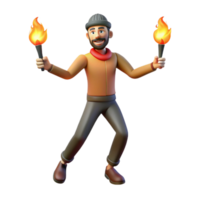 vibrant vintage A street performer juggling flaming torches in a crowded square. Street entertainment style, night lighting high resolution png