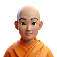 impressive rustic Portrait of a serene monk in orange robes, lit by soft, natural light, in a spiritual style authentic png