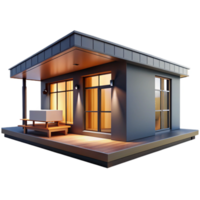 serene minimalist Prefabricated modular house, sleek design, customizable elements, even lighting original png