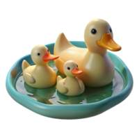 extraordinary minimalist A family of ducks swimming in a pond, park setting, soft afternoon light, impressionistic style high resolution png