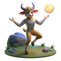 extraordinary abstract A playful faun with goat legs and pointed ears, dancing in a moonlit forest glade, illuminated by the soft moonlight. Fauvist style premium png