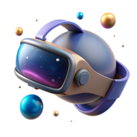impressive modern A virtual reality headset floating in space, realistic rendering, cosmic lighting high quality png
