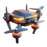 impressive modern A futuristic drone with sleek, aerodynamic lines, equipped with glowing laser cannons, illuminated by the warm light of a setting sun. Photorealistic style original png