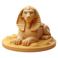 stunning creative A majestic sphinx, with the body of a lion and the head of a pharaoh, gazing enigmatically, sand swirling around its base, ancient Egyptian art style professional png