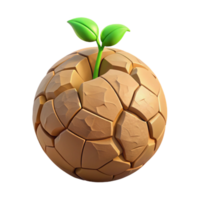 elegant creative A cracked desert earth with a single green sprout emerging, harsh sunlight, realistic rendering premium png