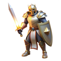 wonderful minimalist A stoic knight in shining armor, wielding a holy sword, divine light, heroic fantasy art original png