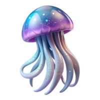 vibrant minimalist A colossal, bioluminescent jellyfish drifts through a nebula of swirling pastel colors, its tentacles trailing stardust. Art Nouveau style, soft ethereal lighting authentic png