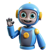 magnificent creative A friendly, cartoonish robot with oversized eyes and bright primary colors, waving hello, lit by soft, diffused daylight. Cartoon style exclusive png