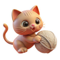 stunning modern A playful kitten batting at a ball of yarn, depicted in a soft, pastel style with warm, diffused lighting original png