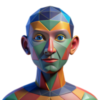 impressionante abstrato uma retrato do uma humano face fez do colorida geométrico formas e fractal padrões, dentro uma cubista estilo, autêntico png