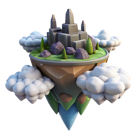 beautiful classic A floating island amidst a sea of clouds, dreamlike setting, fantasy art original png