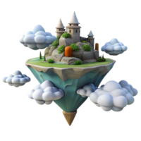 wonderful modern A floating island amidst a sea of clouds, dreamlike setting, fantasy art authentic png