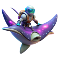 dramatic contemporary A space explorer riding a giant space manta ray through a nebula. Fantastical, dynamic, colorful lighting original png