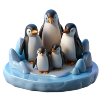 vibrant minimalist A group of penguins huddled together on an ice floe, Antarctic setting, overcast lighting, realistic style professional png