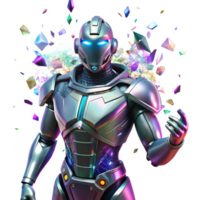 serene vintage Cyberpunk Robot Warrior Silhouette Transparent for Game Assets high resolution png
