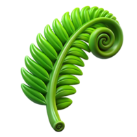 serene rustic A lush, green fern frond unfurling, macro photography, shallow depth of field, vibrant emerald green color, dramatic chiaroscuro lighting, 4K png